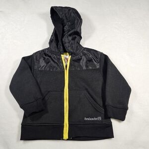 Avalanche 2T Black Hooded Zip Jacket Yellow Trim Toddler